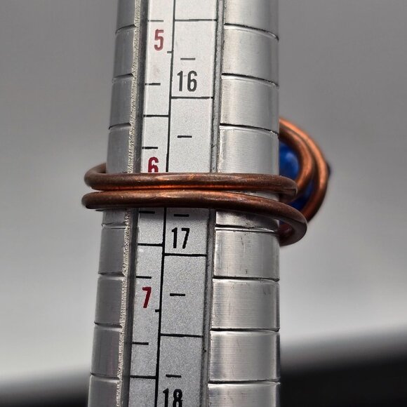 VTG Handcrafted Copper & Glass Bead Wire Rings Sizes 6 7 8 Multicolored - Picture 6 of 8